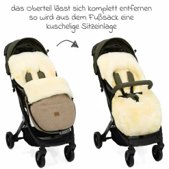Lammwoll-Fußsack Makalu Wool für Buggy, Sport- und Kinderwagen - Braun
