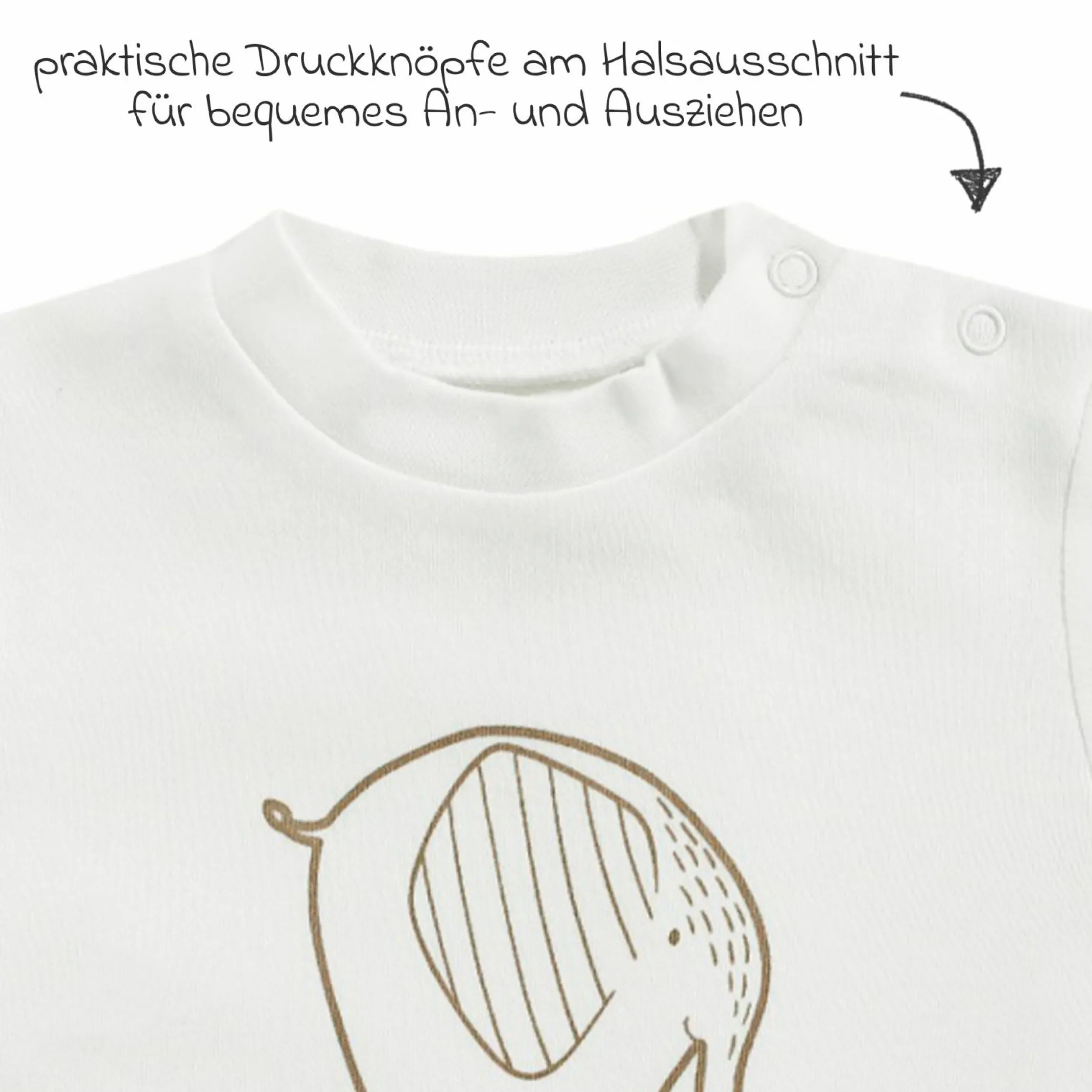 Langarmshirt Hello Baby - Elefant - Offwhite - Gr. 74