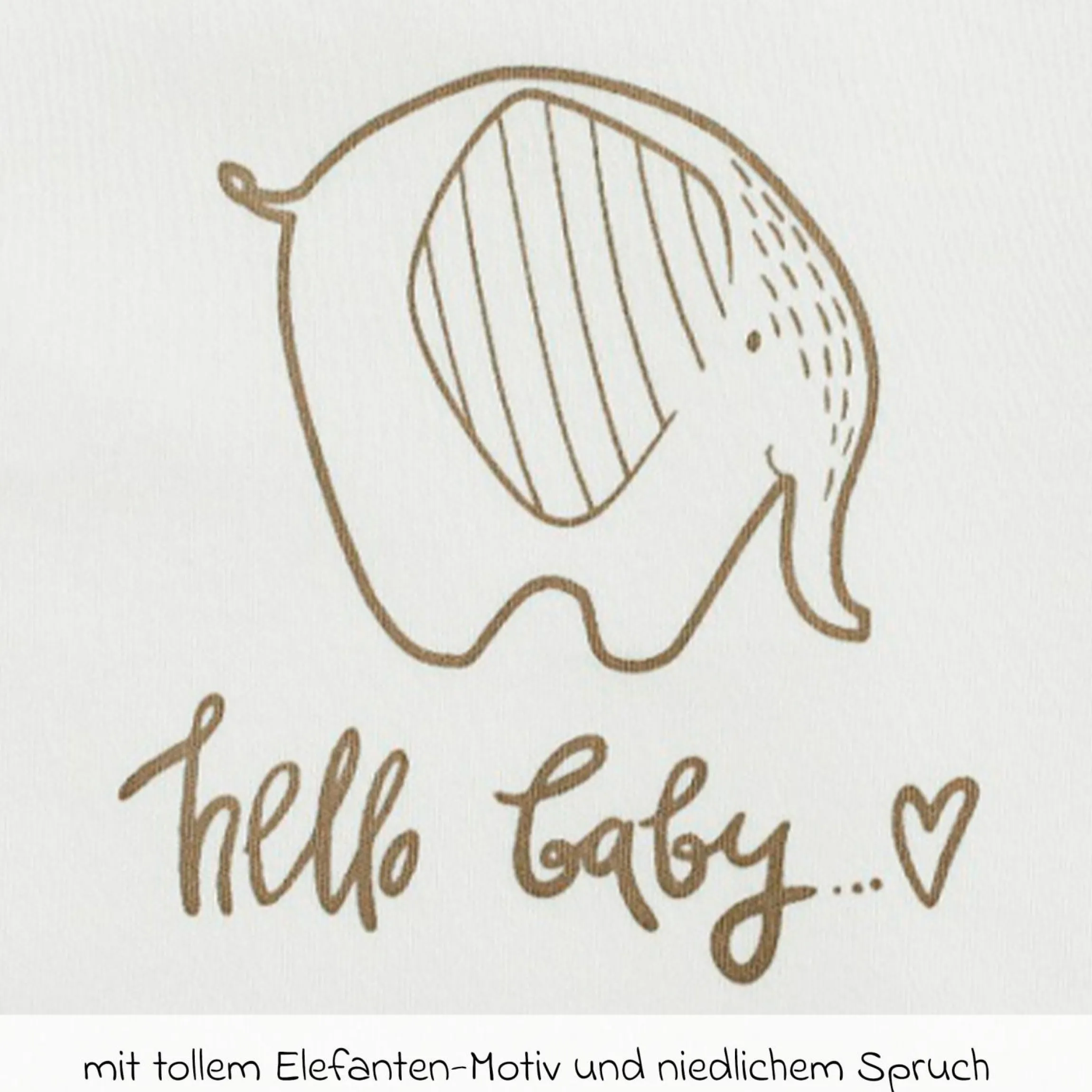 Langarmshirt Hello Baby - Elefant - Offwhite - Gr. 74