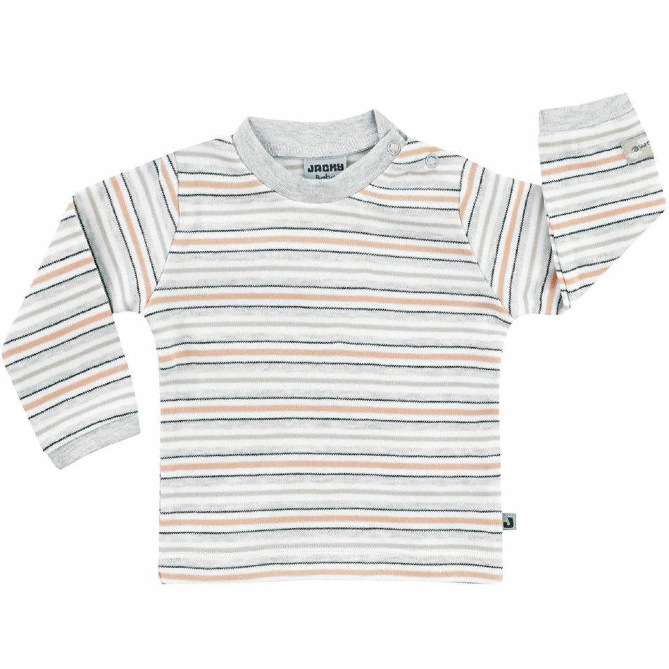Langarmshirt Lama - Ringel Grau Offwhite - Gr. 56