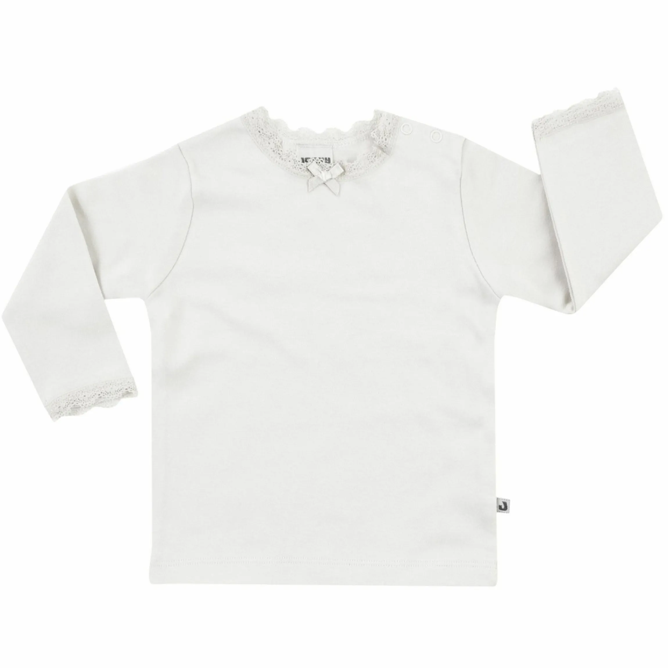 Langarmshirt mit Spitzenkragen - Offwhite - Gr. 92