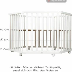 Laufgitter 6-eckig Taupe -3-fach höhenverstellbar & Einlage - Sternenzauber - Weiß