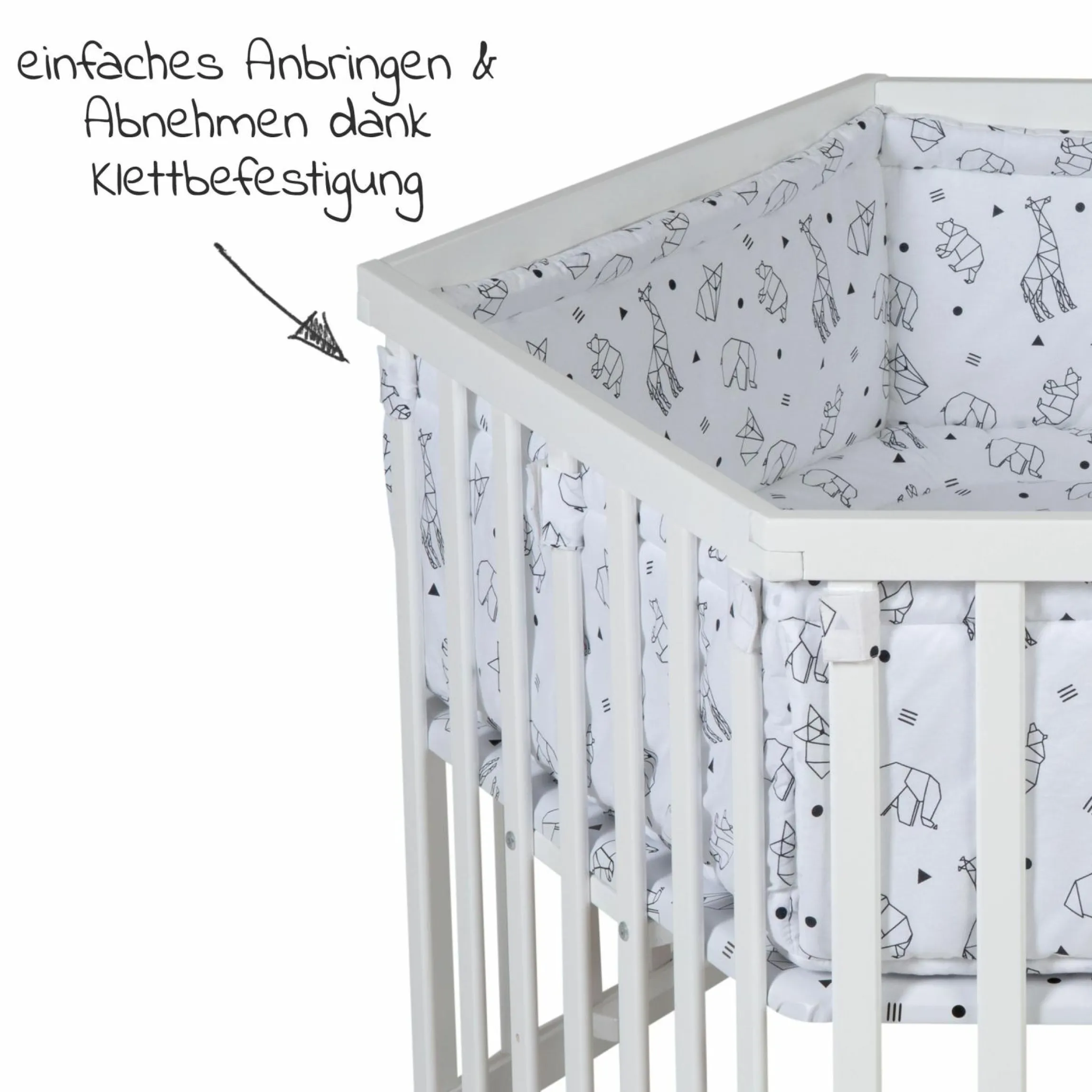Laufgitter 6-eckig Weiß inkl. Einlage - Origami - Black