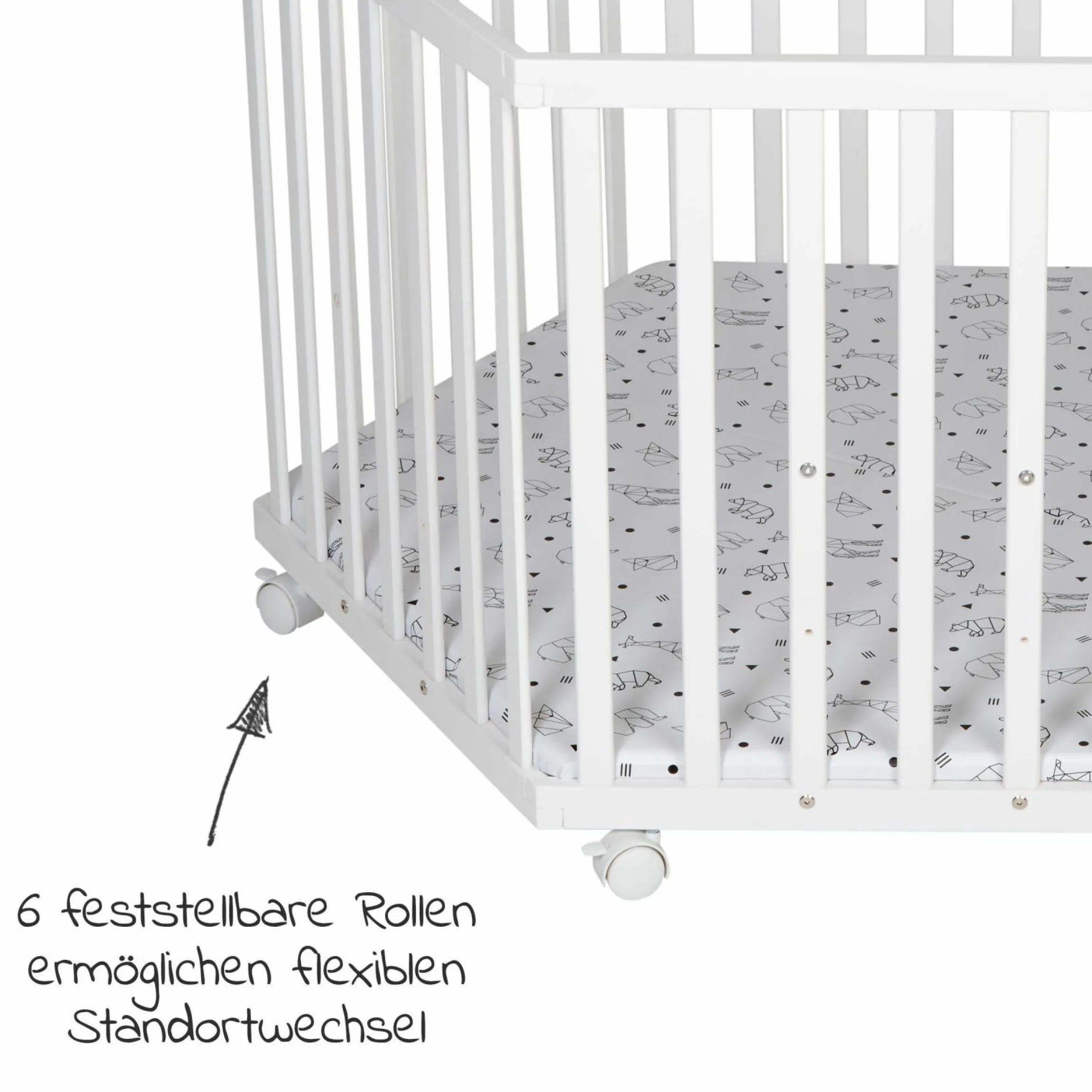 Laufgitter 6-eckig Weiß inkl. Einlage - Origami - Black
