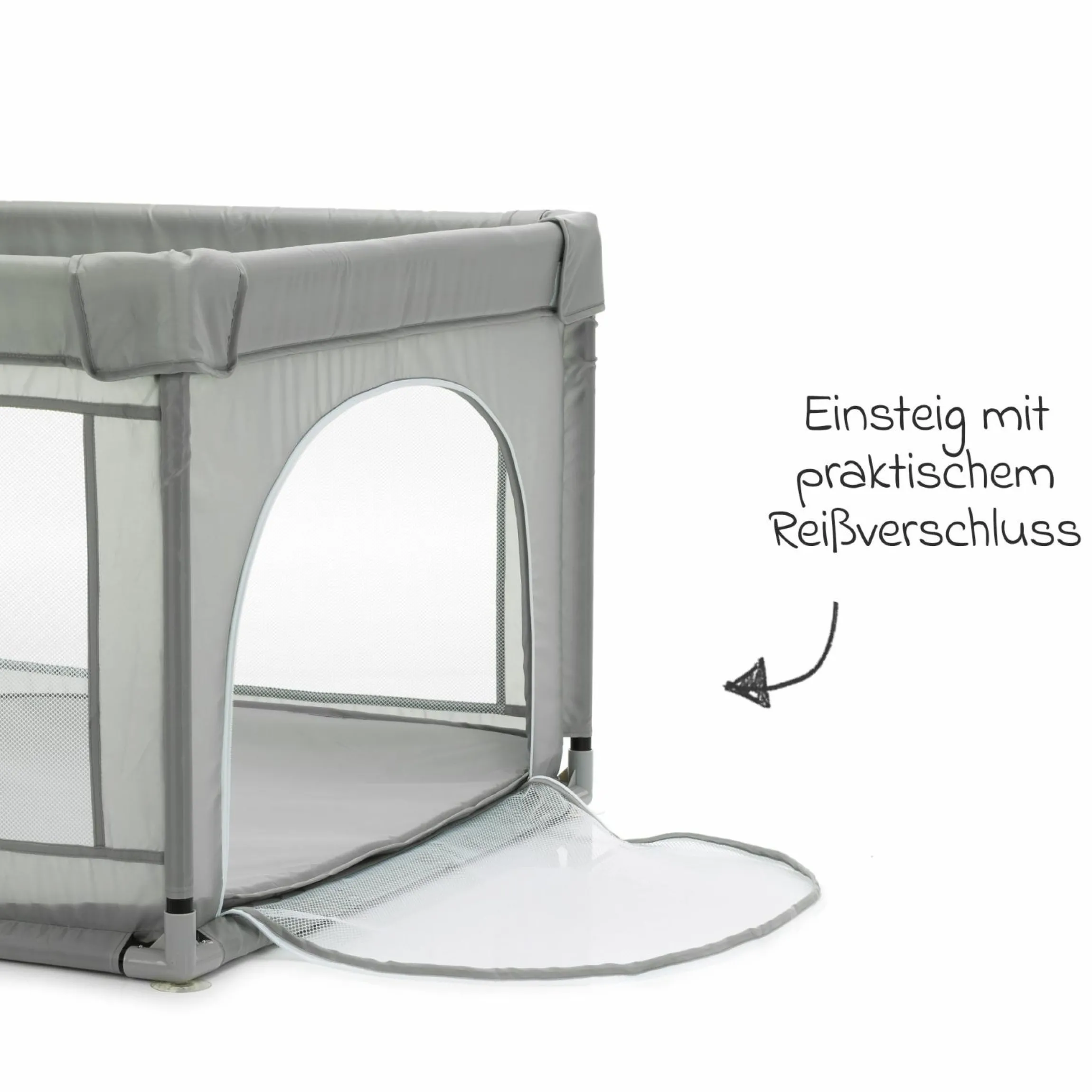 Laufgitter Mia mit Einstieg und Saugnäpfen inkl. Tragetasche nur 4,5 kg 95 x 65 cm - Grau Melange
