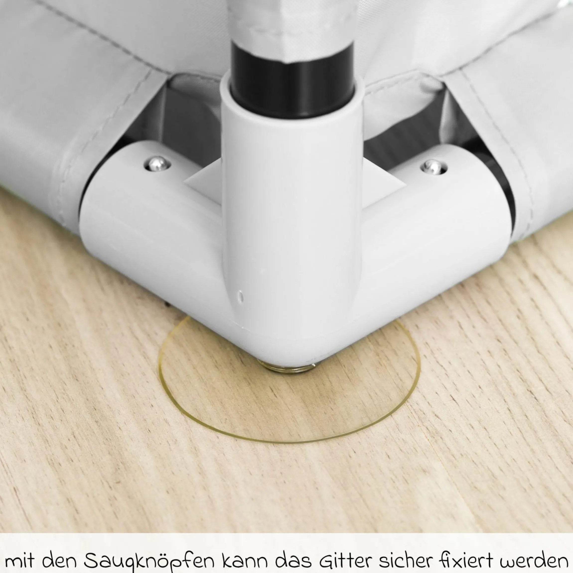 Laufgitter Mia mit Einstieg und Saugnäpfen inkl. Tragetasche nur 4,5 kg 95 x 65 cm - Grau Melange