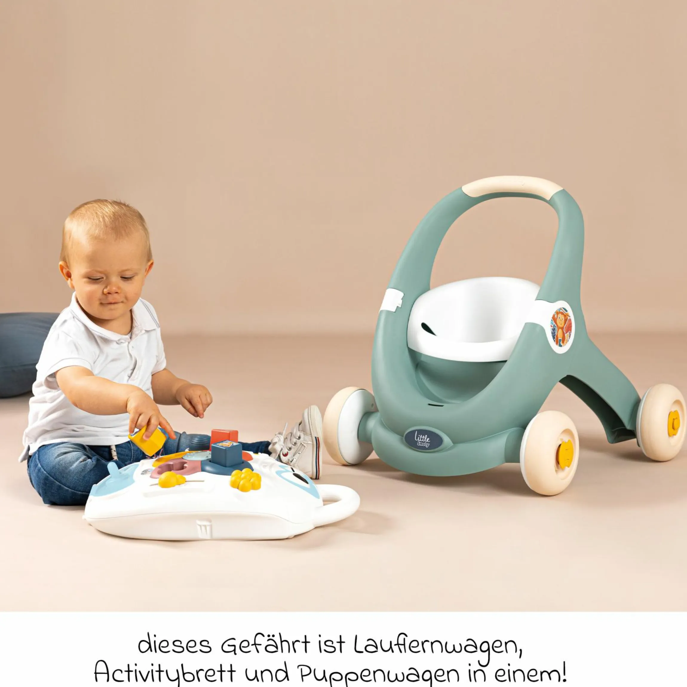 Lauflernwagen / Puppenwagen 3 in 1 mit Motorikbrett