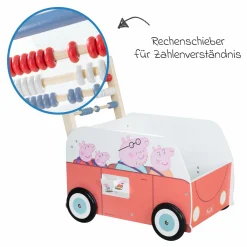 Lauflernwagen Schiebe- und Motorikbus mit Uhr & Rechenschieber - Peppa Pig - Weiß Rot