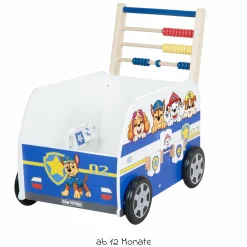 Lauflernwagen Schiebe- und Motorikbus mit Uhr & Rechenschieber - Paw Patrol - Weiß Blau