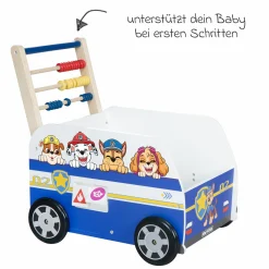 Lauflernwagen Schiebe- und Motorikbus mit Uhr & Rechenschieber - Paw Patrol - Weiß Blau