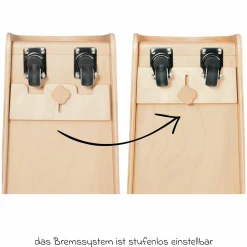 Lauflernwagen und Rutscher Enzo ab 12 Monate mit gummierten Holzräder & Schwenkrollen - Natur Rot