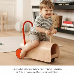 Lauflernwagen und Rutscher Enzo ab 12 Monate mit gummierten Holzräder & Schwenkrollen - Blau
