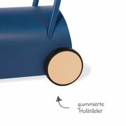 Lauflernwagen und Rutscher Enzo ab 12 Monate mit gummierten Holzräder & Schwenkrollen - Blau