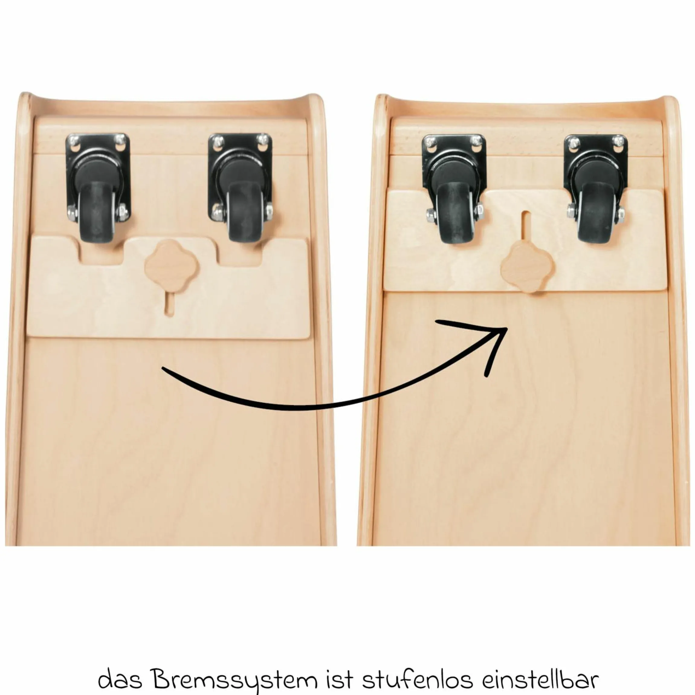 Lauflernwagen und Rutscher Enzo ab 12 Monate mit gummierten Holzräder & Schwenkrollen - Gelb