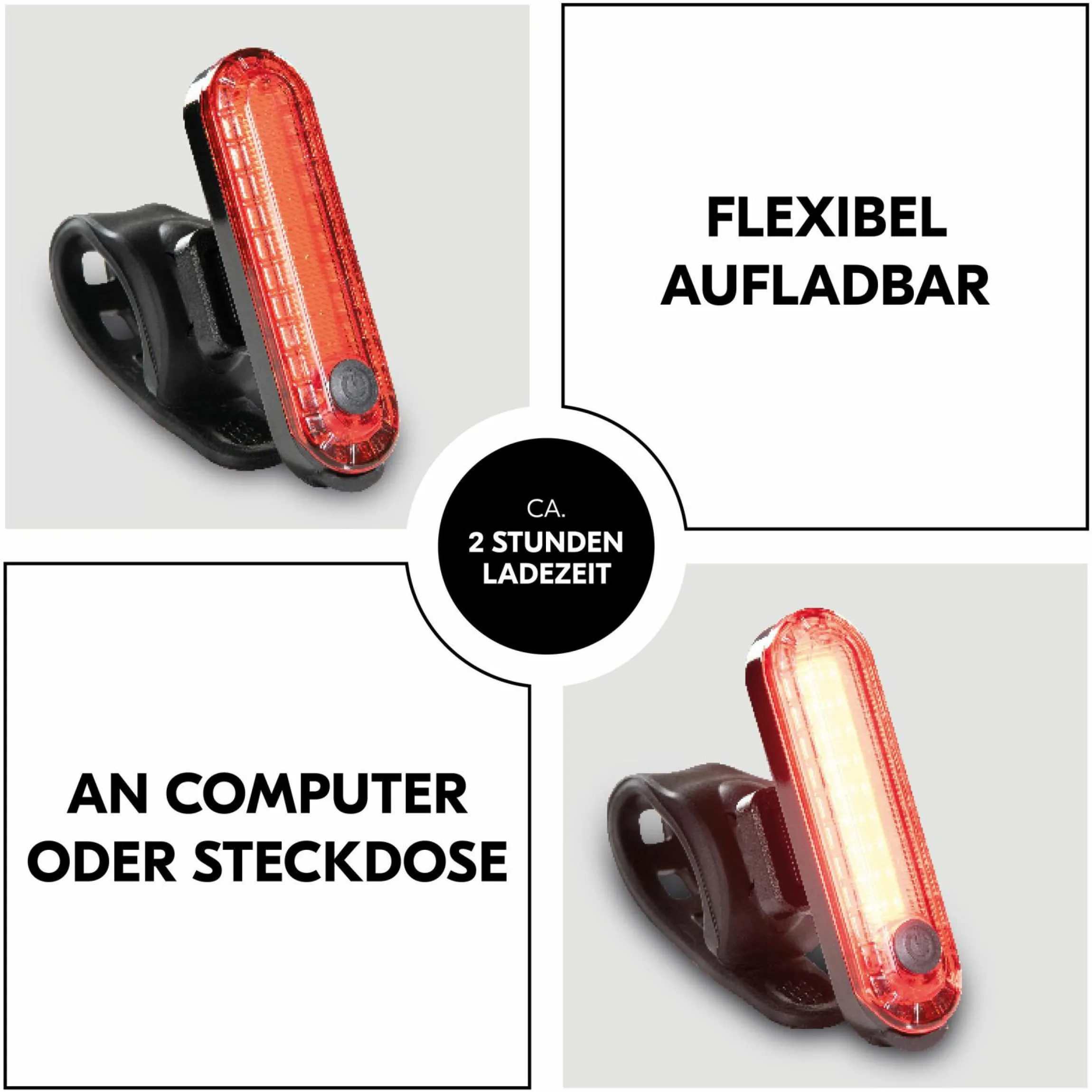 LED-Leuchte für Kinderwagen & Buggy - inkl. Halterung (aufladbar, 4 Leuchtmodi)