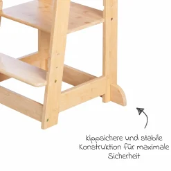 Lernturm aus 100% Bambus mitwachsend mit 3-fach höhenverstellbarem Stand- und Fußbrett - Montessori - Braun