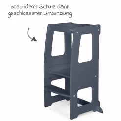 Lernturm Littlefoot 3-fach höhenverstelbar aus Buchenholz - Schiefergrau lackiert