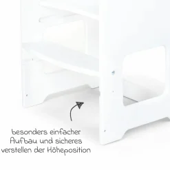 Lernturm Littlefoot 3-fach höhenverstelbar aus Buchenholz - Weiß lackiert