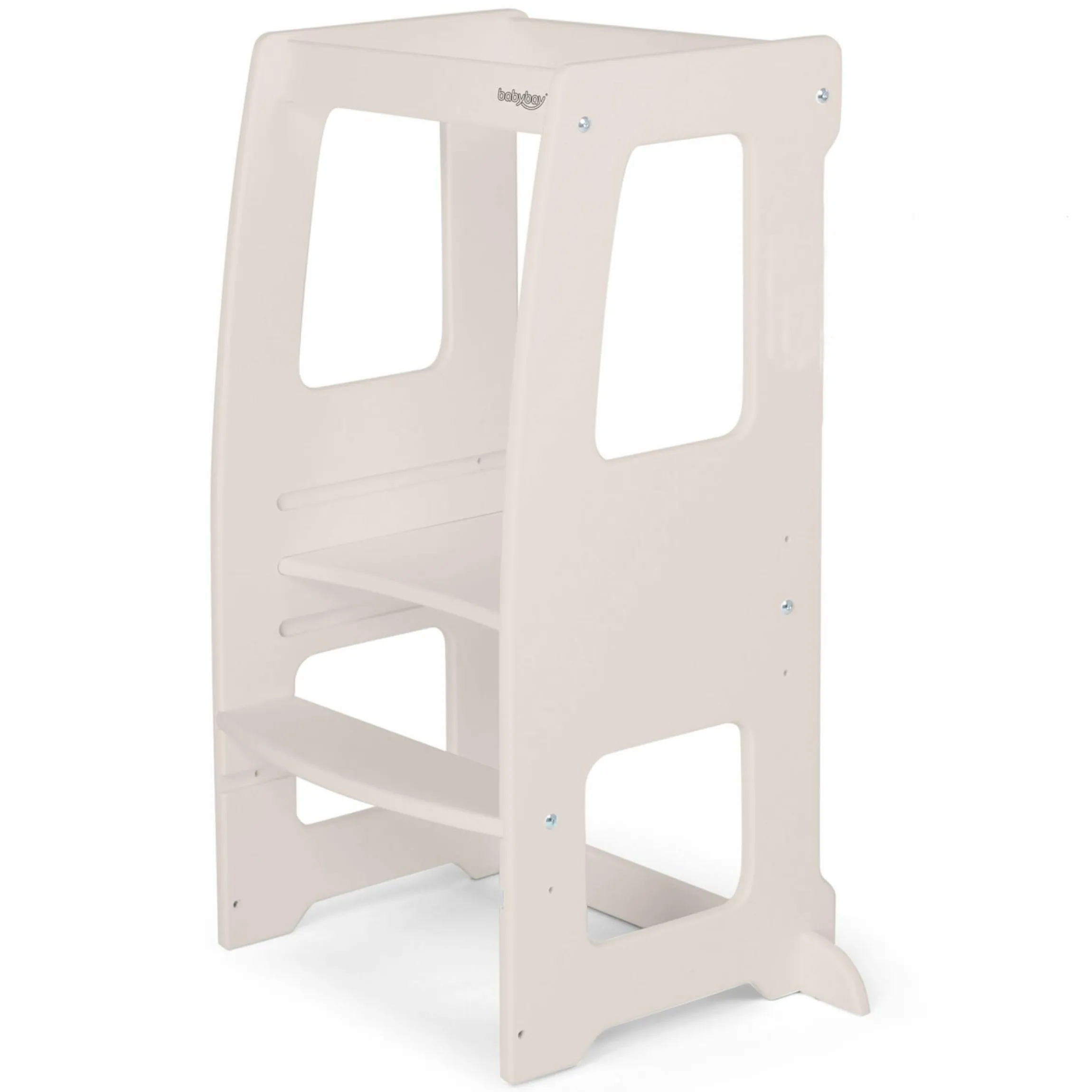 Lernturm Littlefoot 3-fach höhenverstelbar aus Buchenholz - Beige lackiert