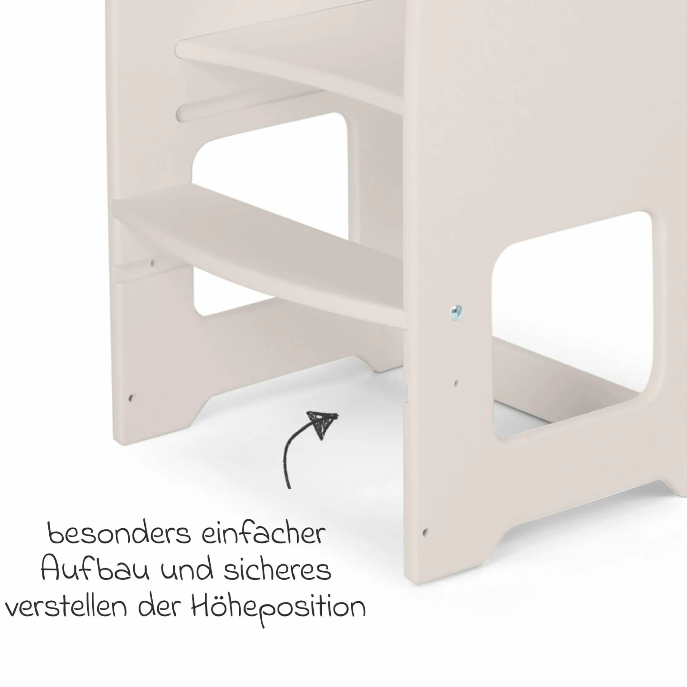 Lernturm Littlefoot 3-fach höhenverstelbar aus Buchenholz - Beige lackiert