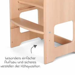 Lernturm Littlefoot 3-fach höhenverstelbar aus Buchenholz - Natur lackiert