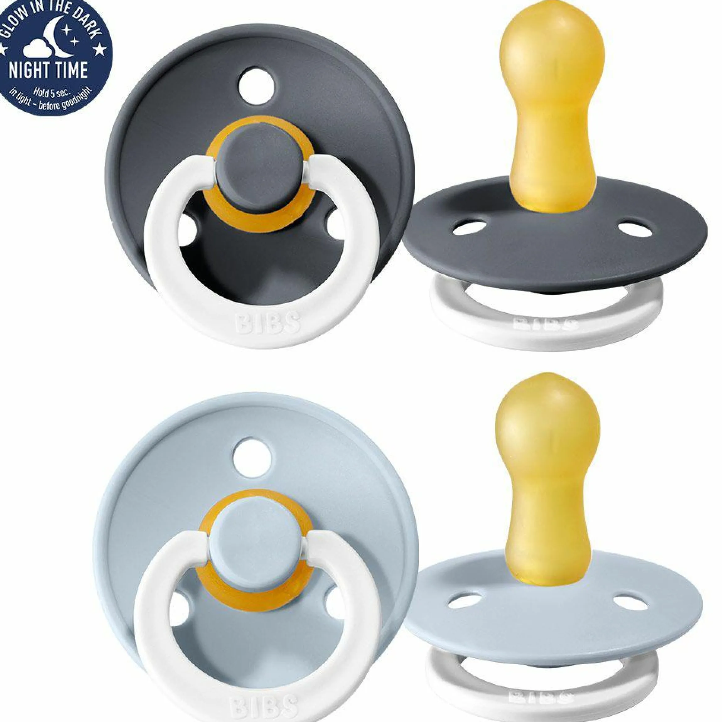 Leucht-Schnuller - Colour 2er Pack - Night - Iron / Baby Blue - Gr. 6-18 M