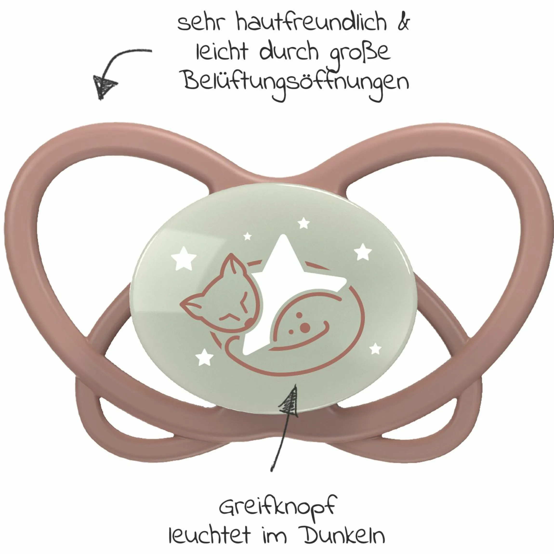 Leucht-Schnuller 2er Pack My Buterfly Night - Silikon 5-18 M - aus nachwachsenden Rohstoffen - Braun