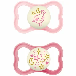 Leucht-Schnuller 2er Pack Supreme Night - Silikon 6-16 M - Rosa
