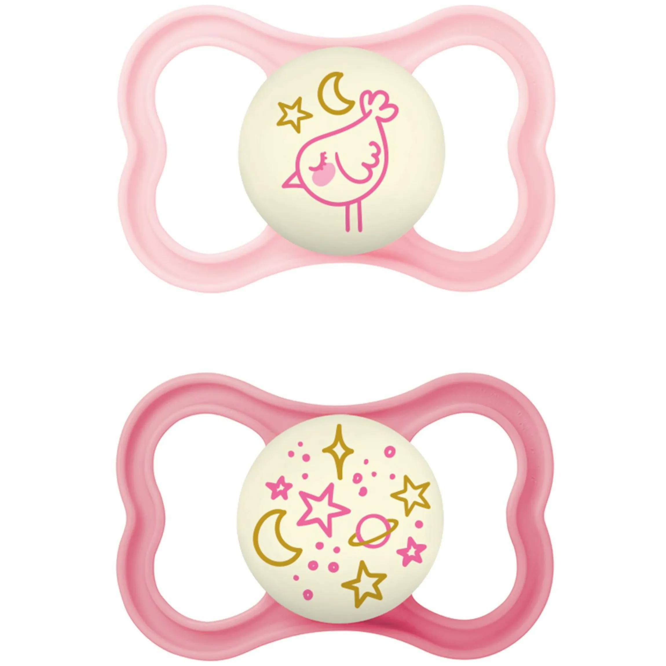 Leucht-Schnuller 2er Pack Supreme Night - Silikon 6-16 M - Rosa