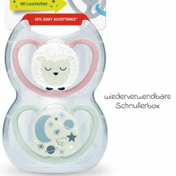 Leucht-Schnuller 2er Pack Space Night - Silikon 0-6 M - Schaf / Nachthimmel