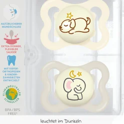 Leucht-Schnuller 2er Pack Supreme Night - Silikon 0-6 M - Beige