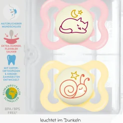 Leucht-Schnuller 2er Pack Supreme Night - Silikon 0-6 M - Rosa