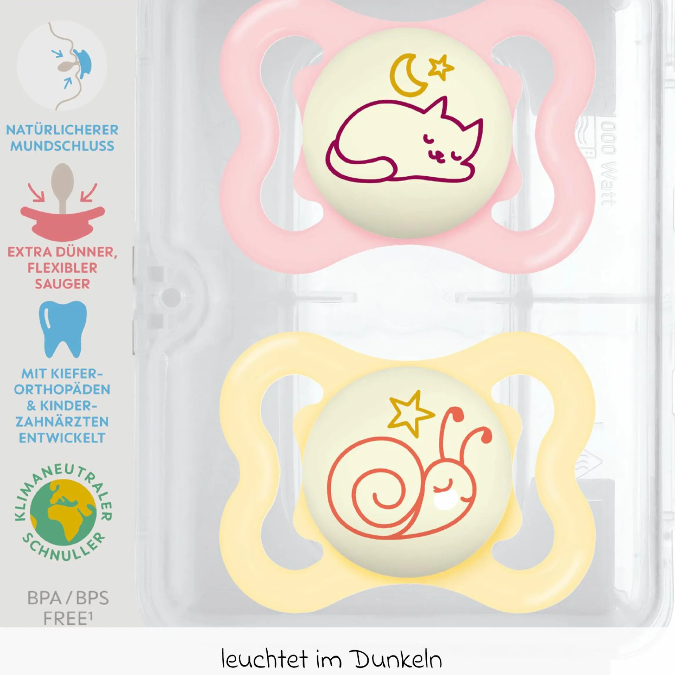 Leucht-Schnuller 2er Pack Supreme Night - Silikon 0-6 M - Rosa