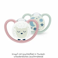 Leucht-Schnuller 2er Pack Space Night - Silikon 6-18 M - Schaf / Nachthimmel