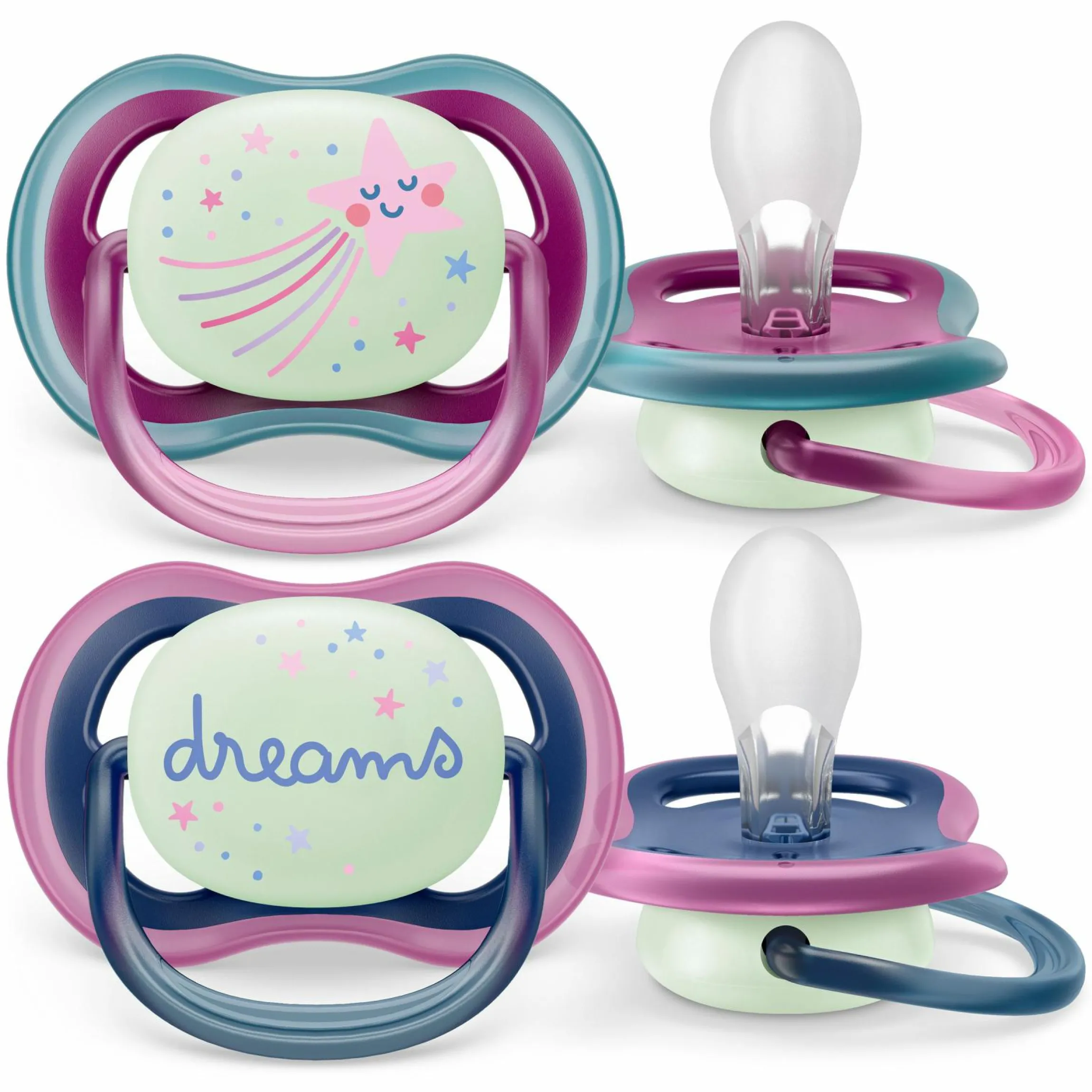 Leucht-Schnuller 2er Pack Ultra Air Nighttime 6-18 M - Sternschnuppe / Dreams