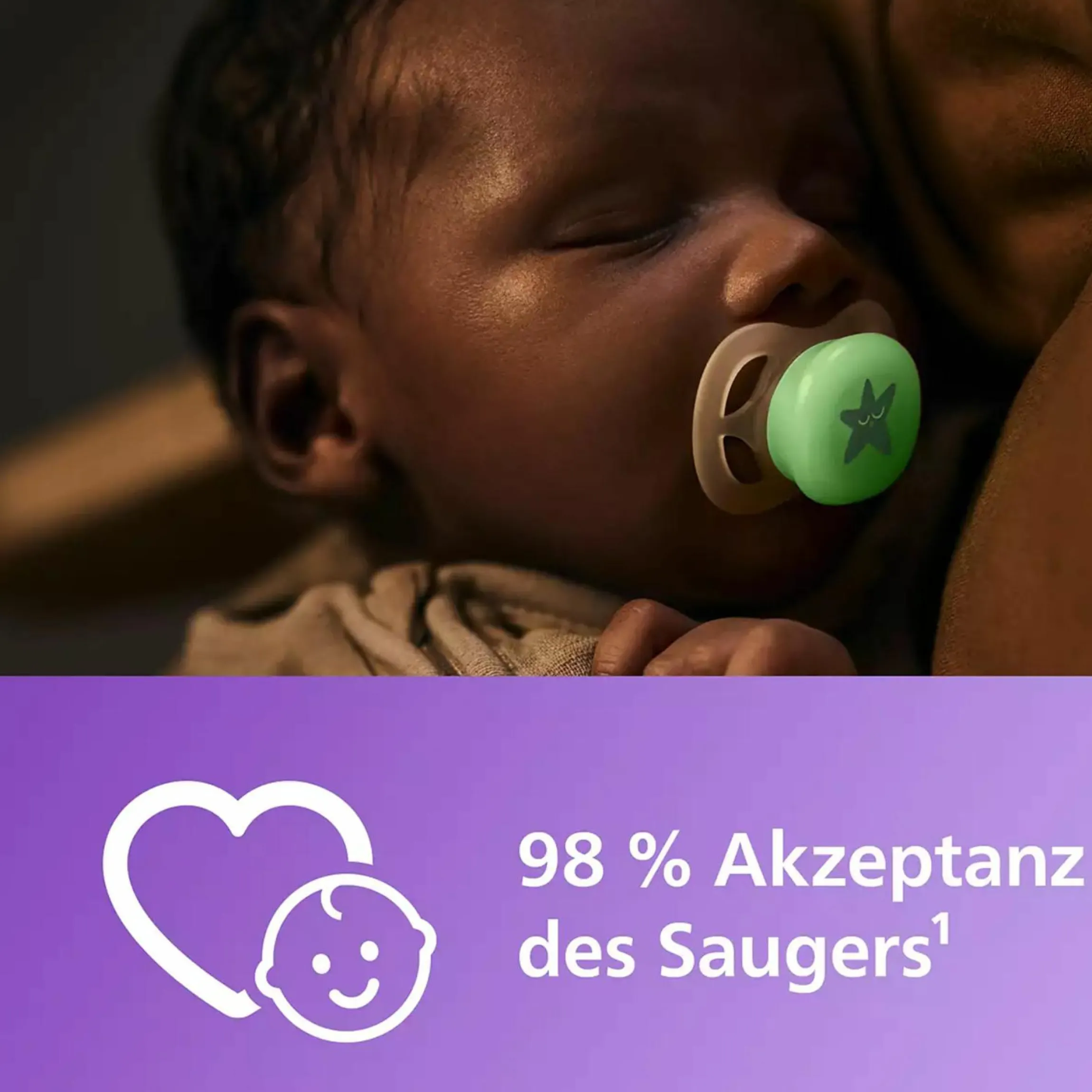 Leucht-Schnuller 2er Pack Ultra Start - Silikon Newborn 0-2 M - Lila & Orange