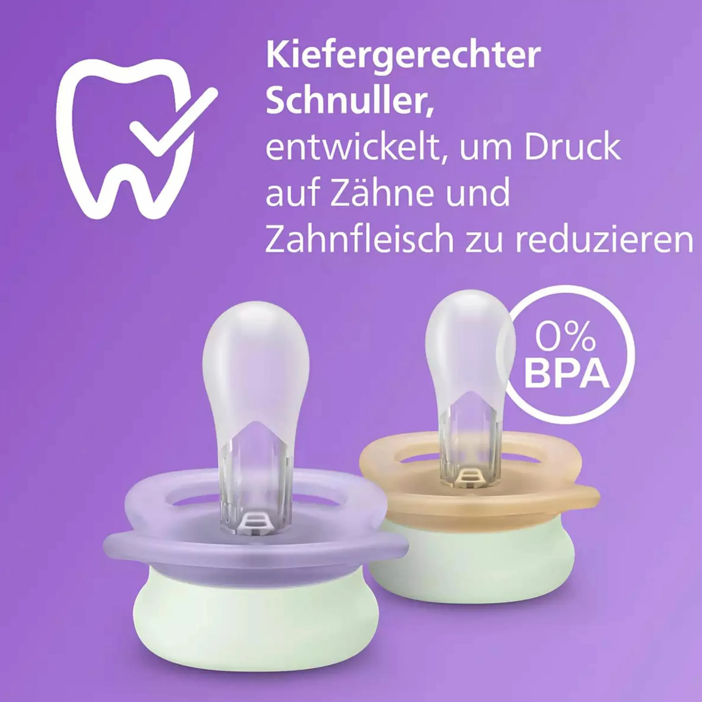 Leucht-Schnuller 2er Pack Ultra Start - Silikon Newborn 0-2 M - Lila & Orange