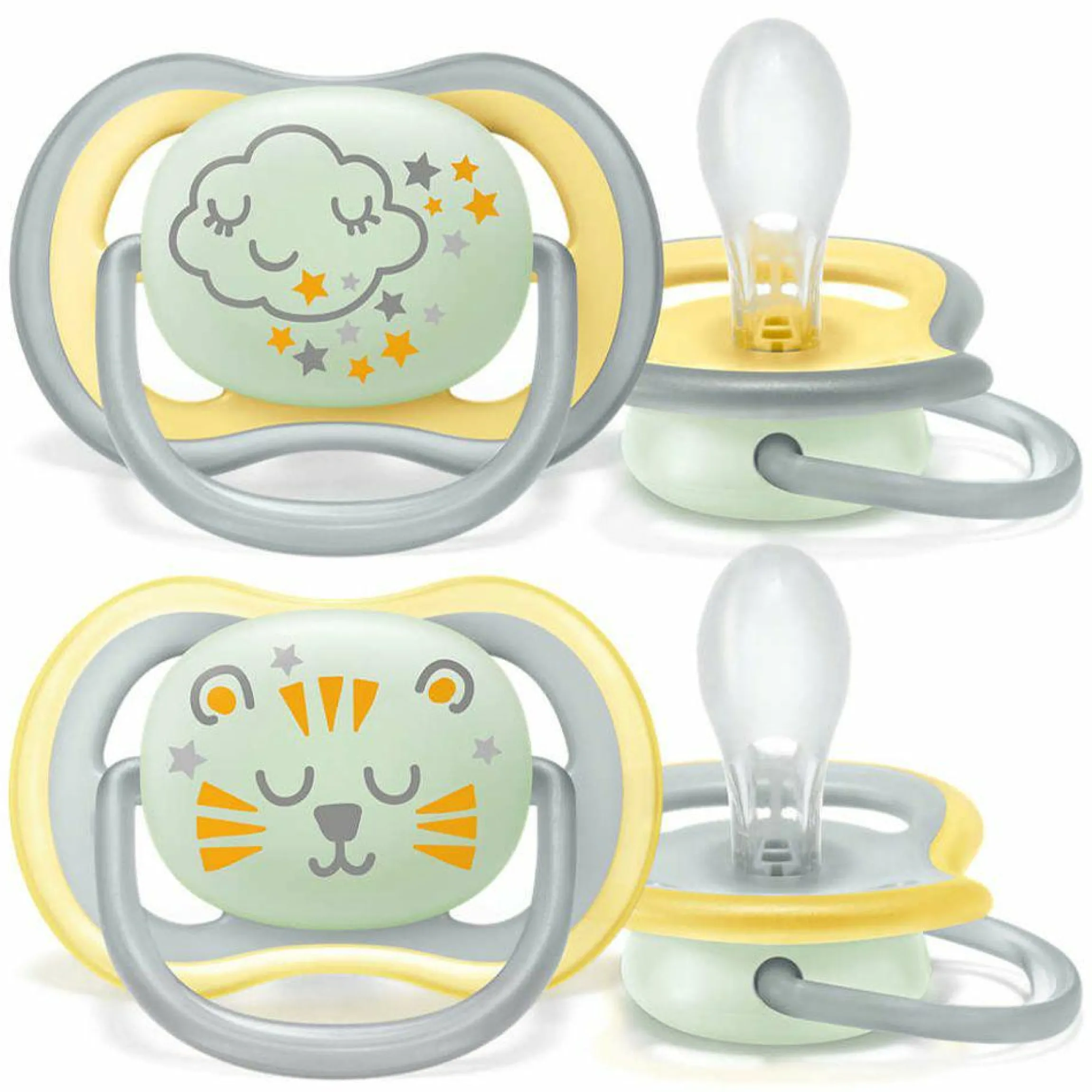 Leucht-Schnuller 2er Pack Ultra Air Nighttime ab 18 M - Wolke / Tiger