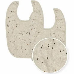 Lätzchen 2er Pack mit Druckknöpfen 25 x 34 cm - Rib Mini Spot - Sand Melange