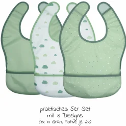 Lätzchen 5er Pack mit Klettverschluss - Grün
