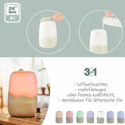 Luftbefeuchter Wave - mit Nachtlicht - Mineral Beige