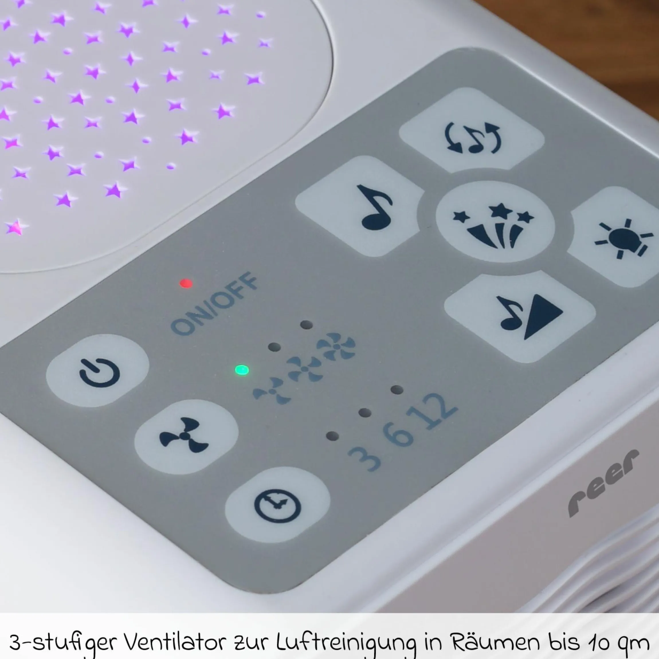 Luftreiniger 4in1 Air Purifer - mit Nachtlicht, Sternenprojektor & Musikfunktion - Weiß