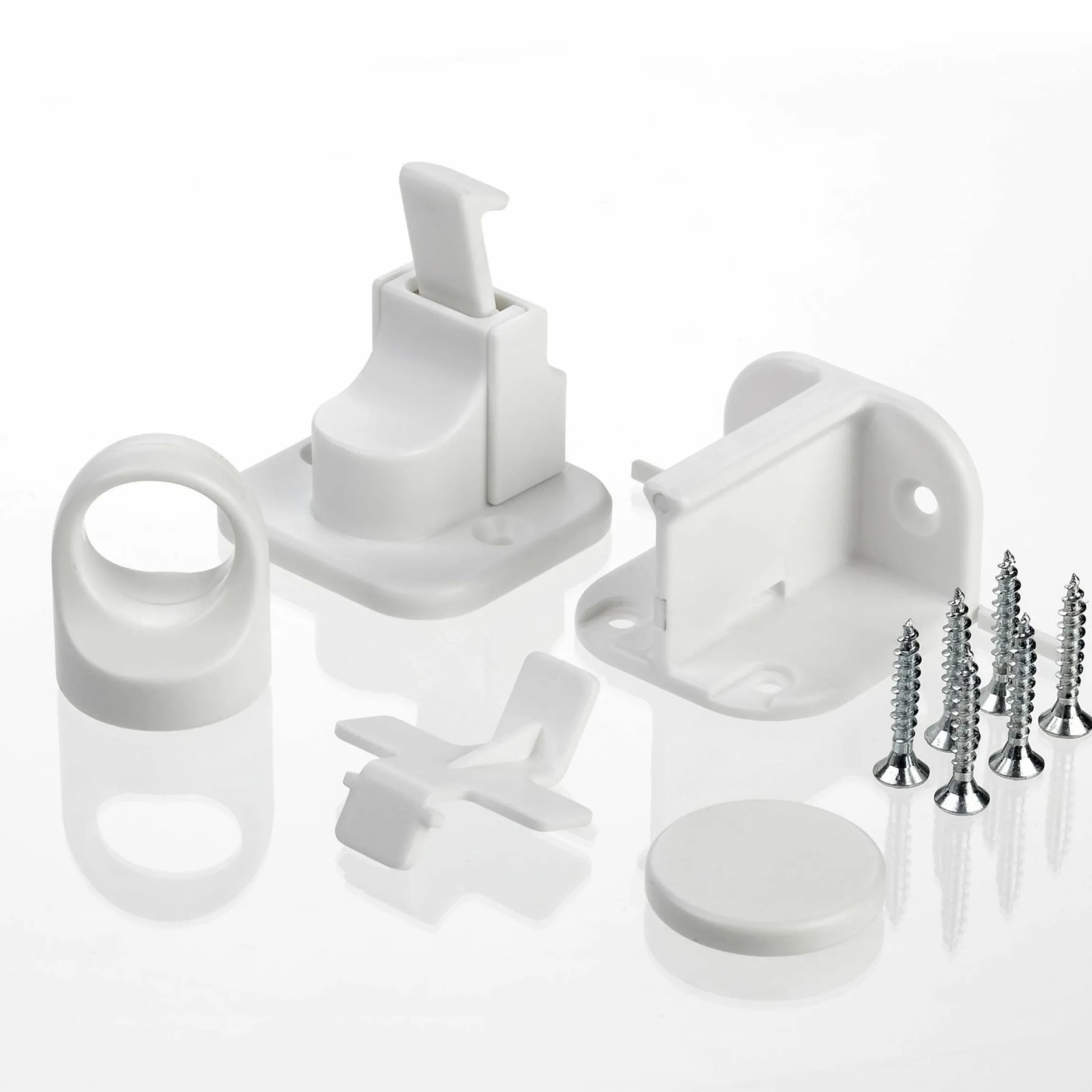 Magnetschloss mit Montagematerial - Weiß