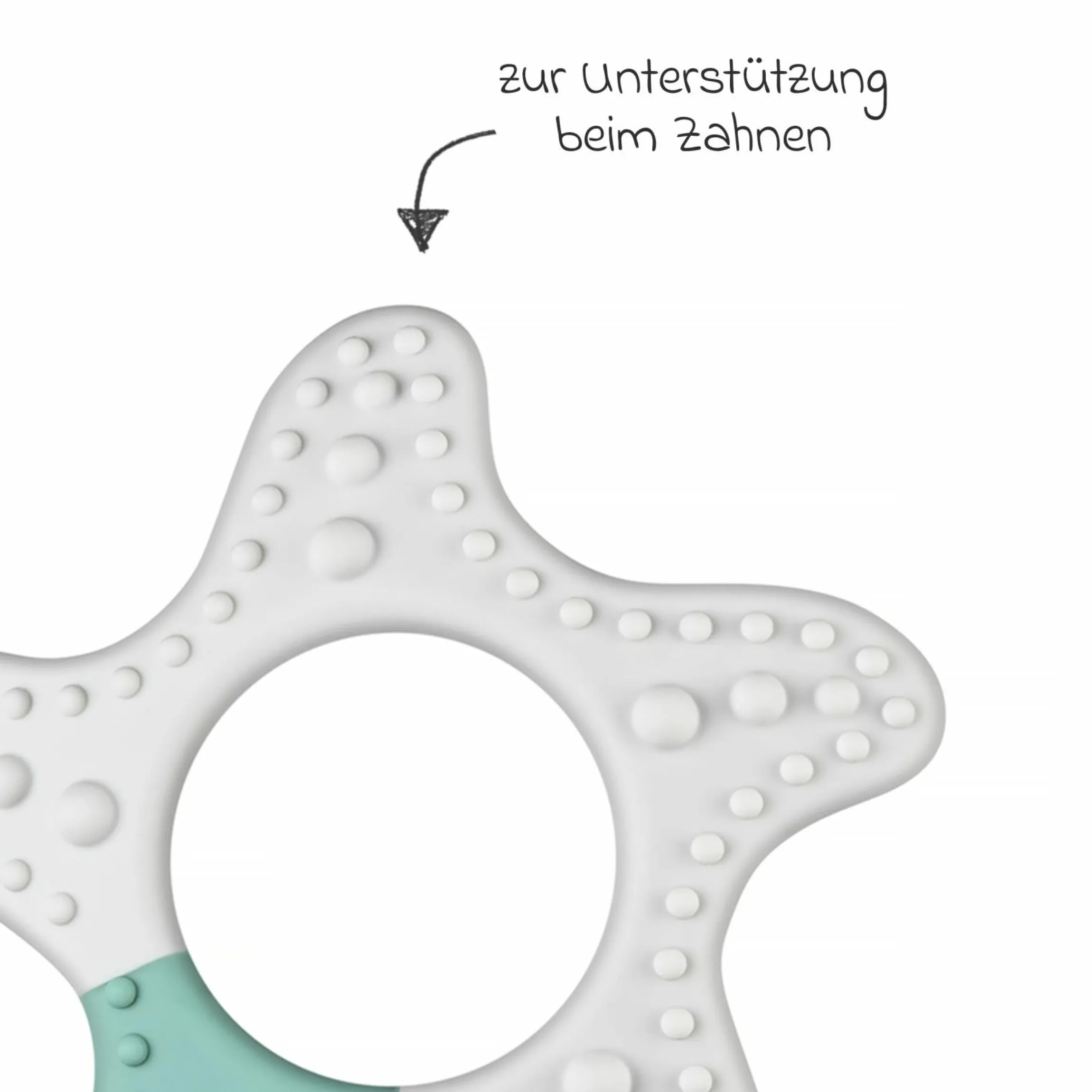 Massage-Beißring Stern unterstütz beim Zahnen - Weiß Grün