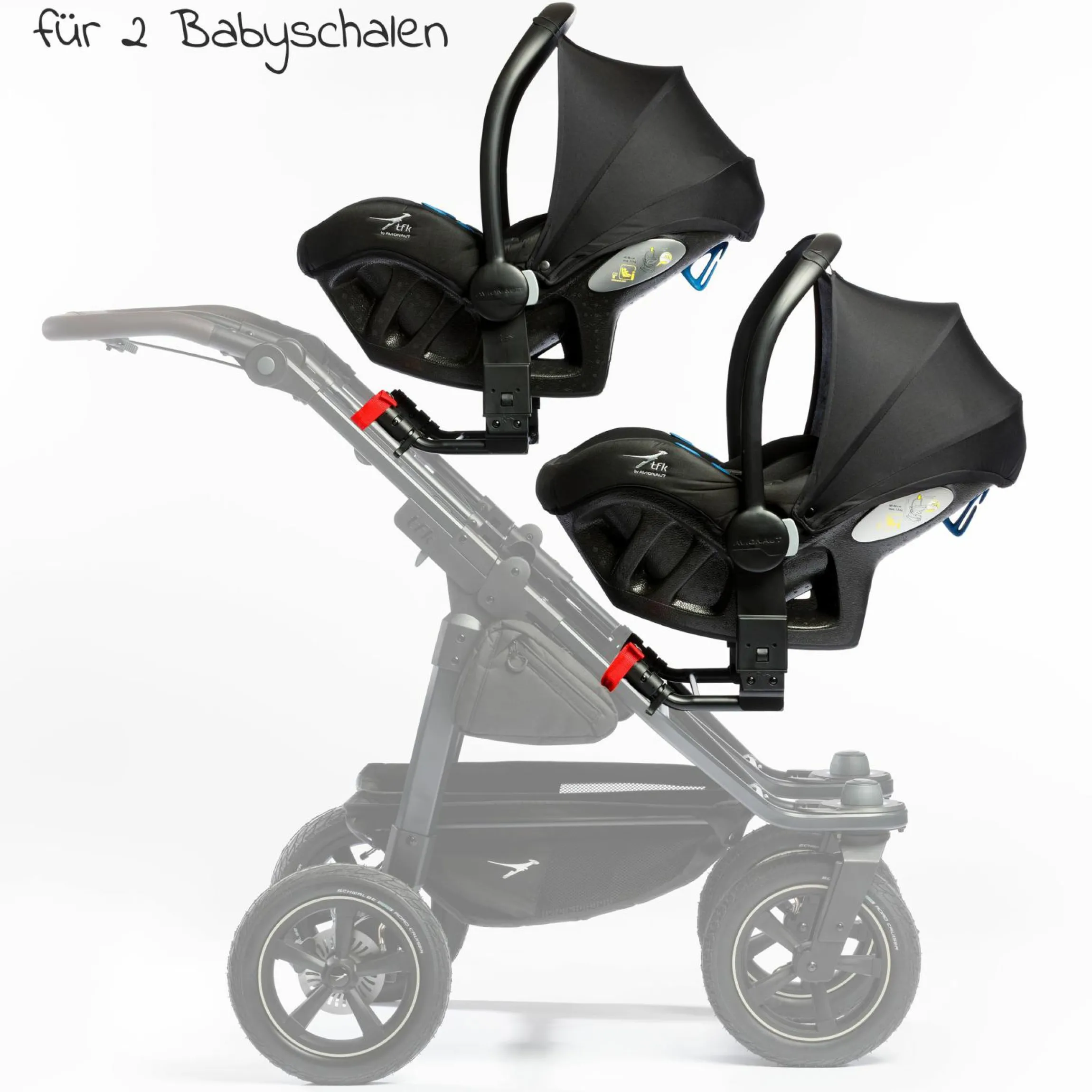 Maxi-Cosi / Cybex / Joie / Avionaut Adapter für zwei Babyschalen für Geschwister-& Zwillingskinderwagen Duo 2 - Kollektion 2024