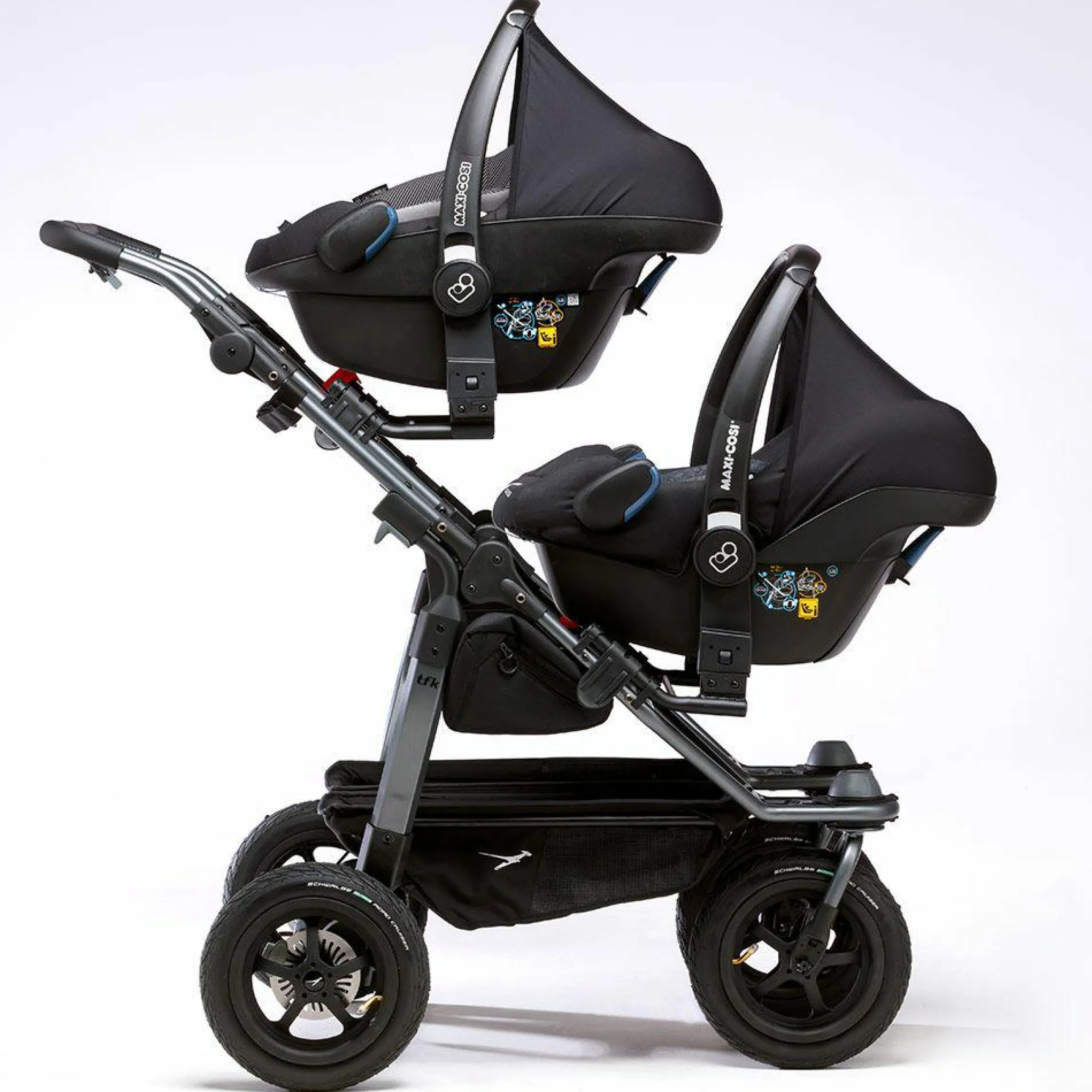 Maxi-Cosi / Cybex / Joie Adapter für zwei Babyschalen für Geschwister- & Zwillingswagen Duo