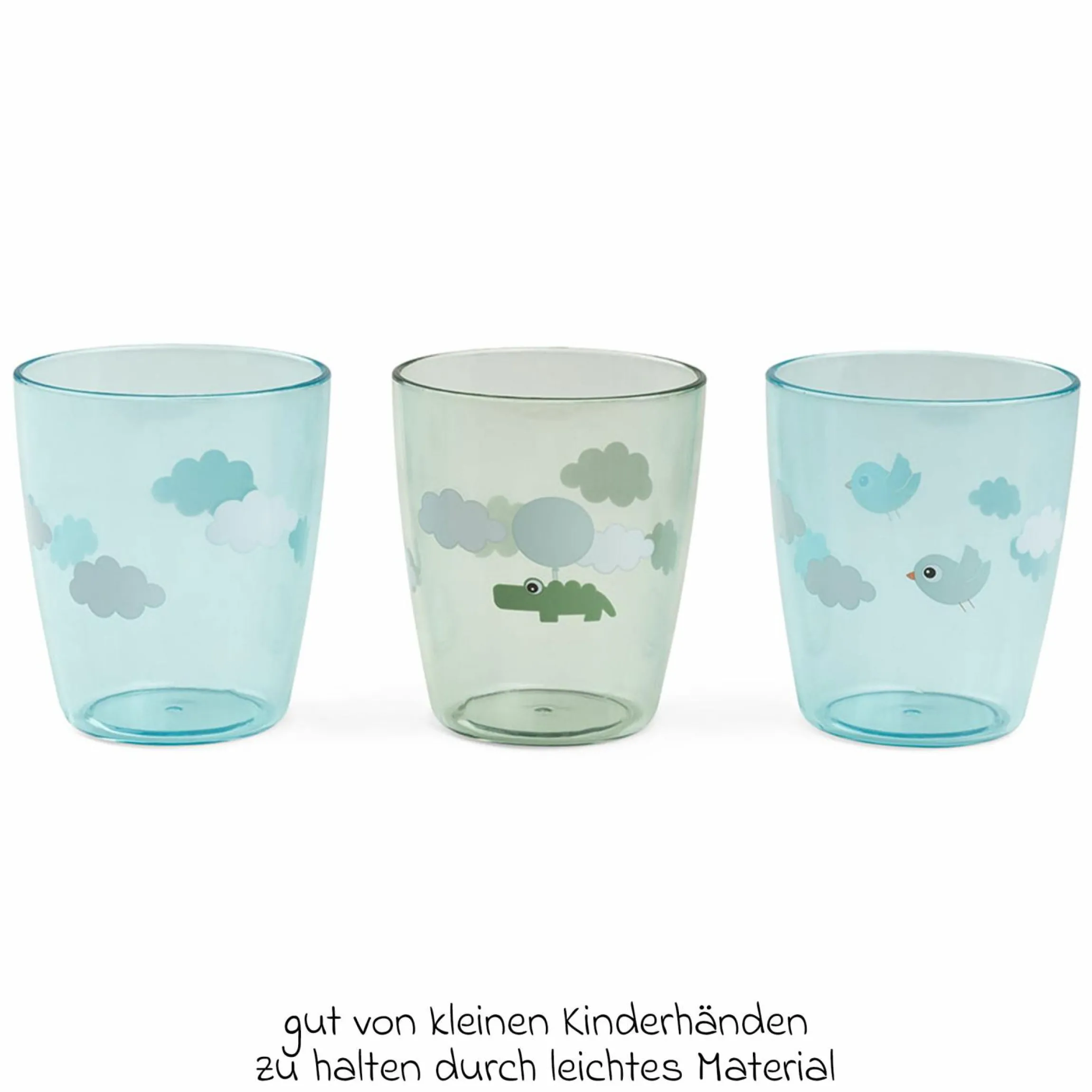 Mini Glas 3er Pack - Happy Clouds - Grün
