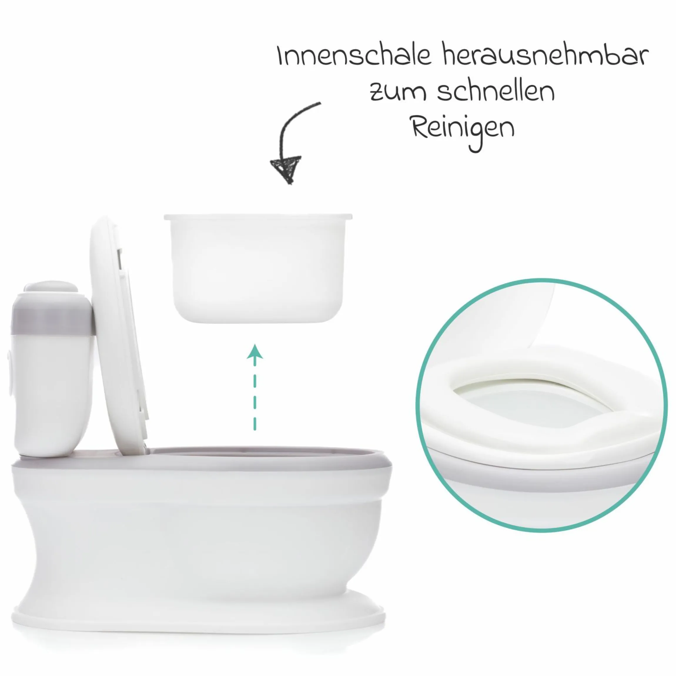 Mini Toilette Marlin mit Spülgeräusch und 6 Melodien, Extrafach inkl. herausnehmbarem Behälter