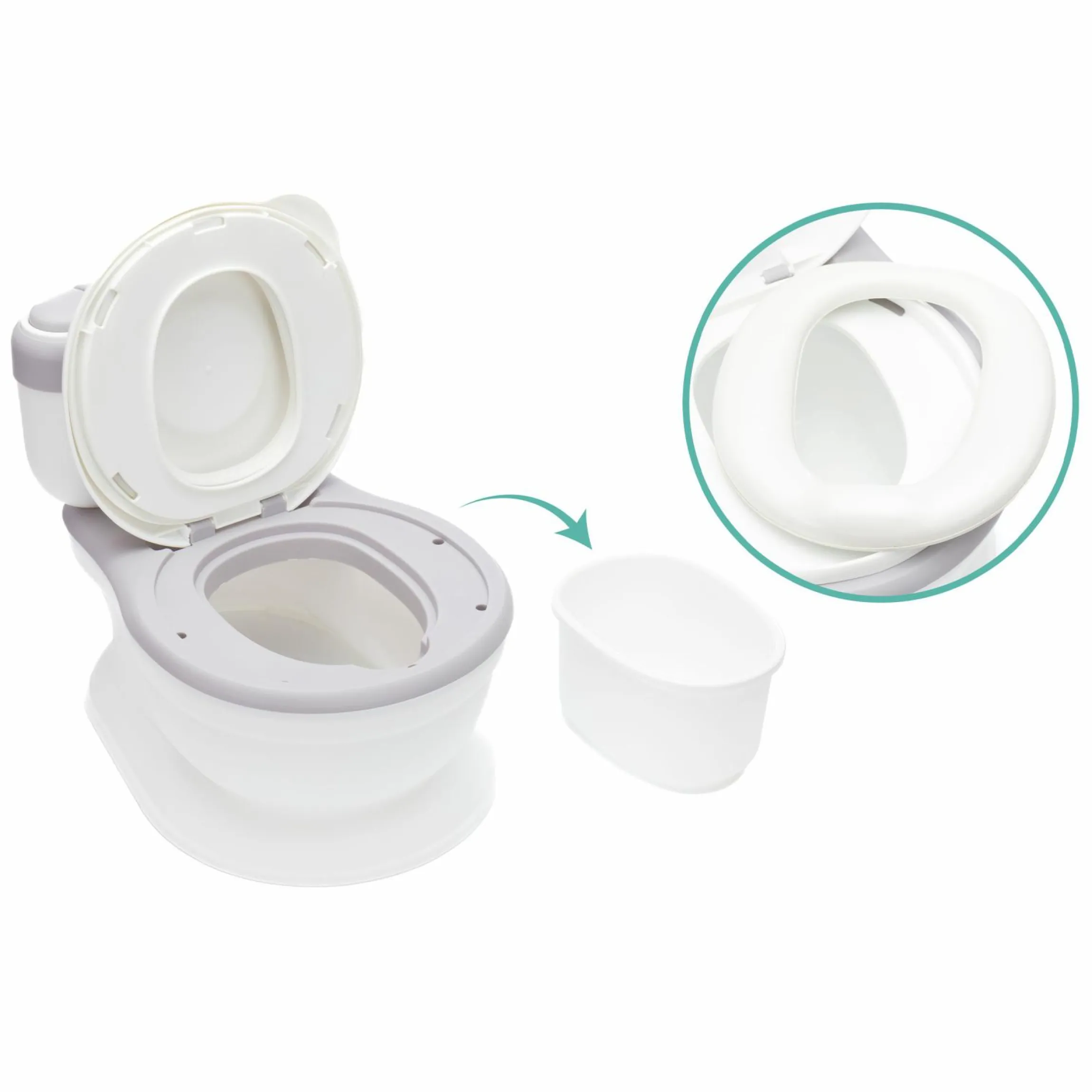 Mini Toilette Marlin mit Spülgeräusch und 6 Melodien, Extrafach inkl. herausnehmbarem Behälter