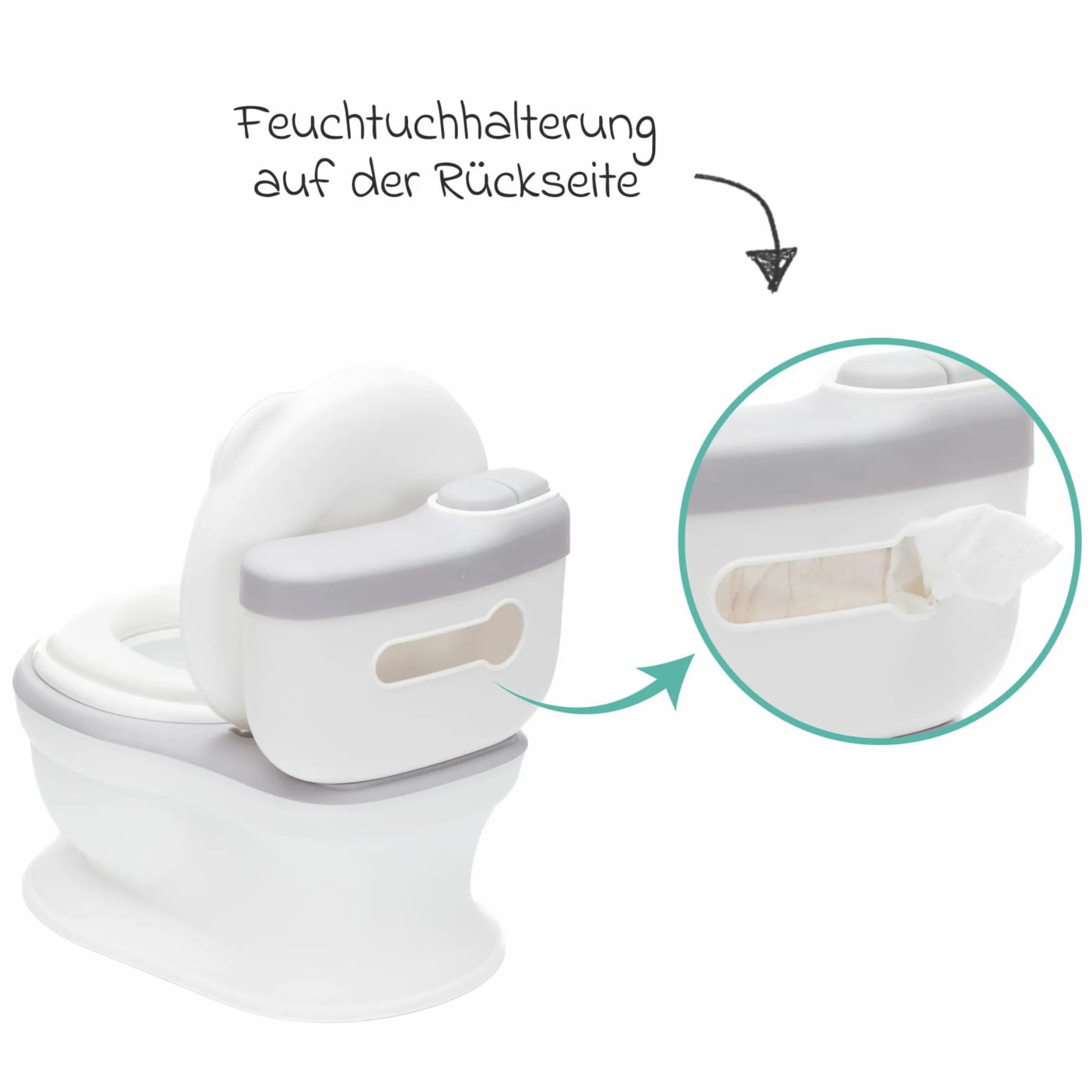 Mini Toilette Marlin mit Spülgeräusch und 6 Melodien, Extrafach inkl. herausnehmbarem Behälter